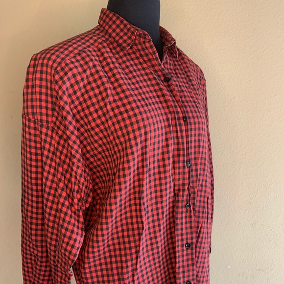 Big 80s Check Shirt Medium w/ Removable Shoulder pads Great Cond Poly. Cotton - Picture 5 of 7